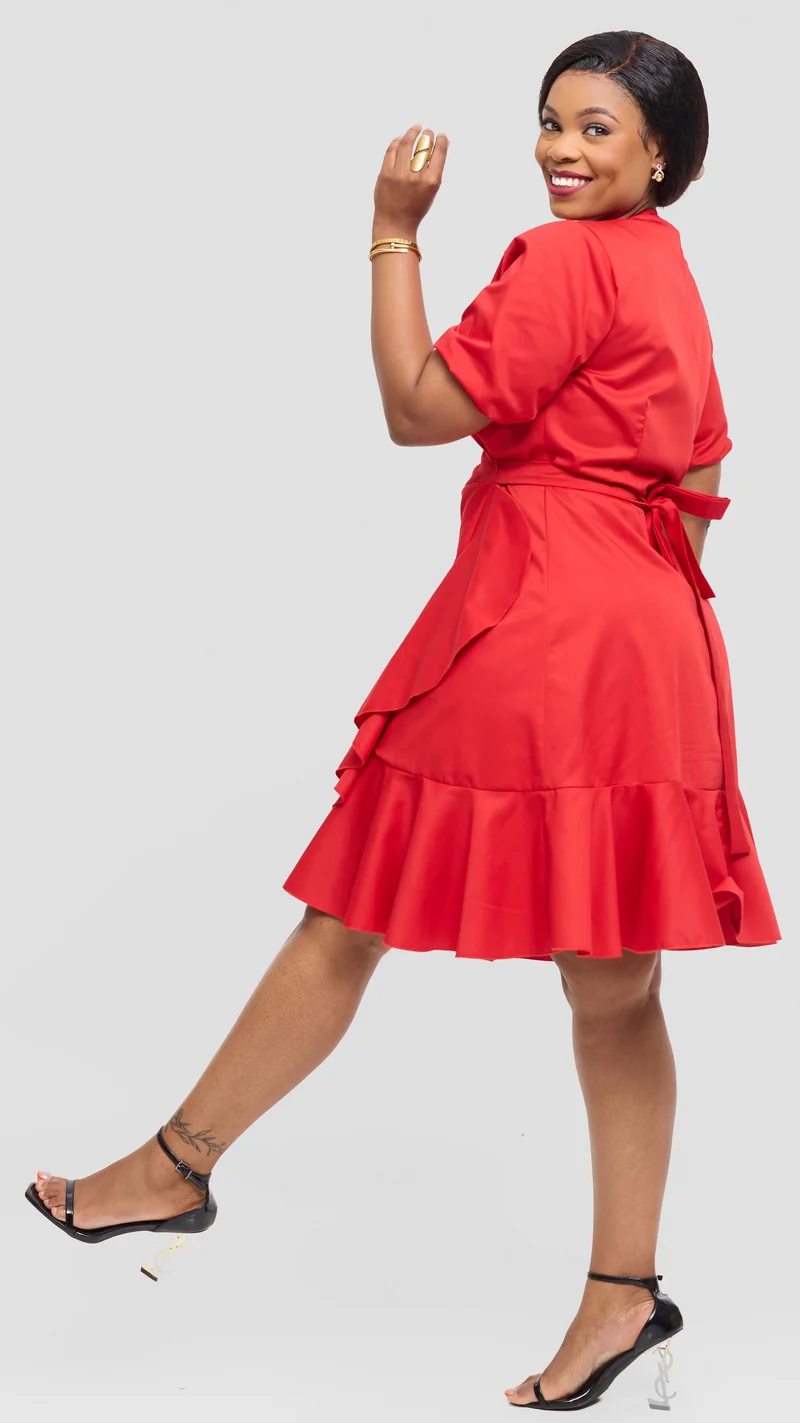 Lizola Violet Wrap Dress - Red