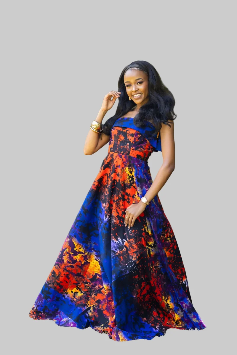 Afriwia Sunset Maxi Dress - Blue Print