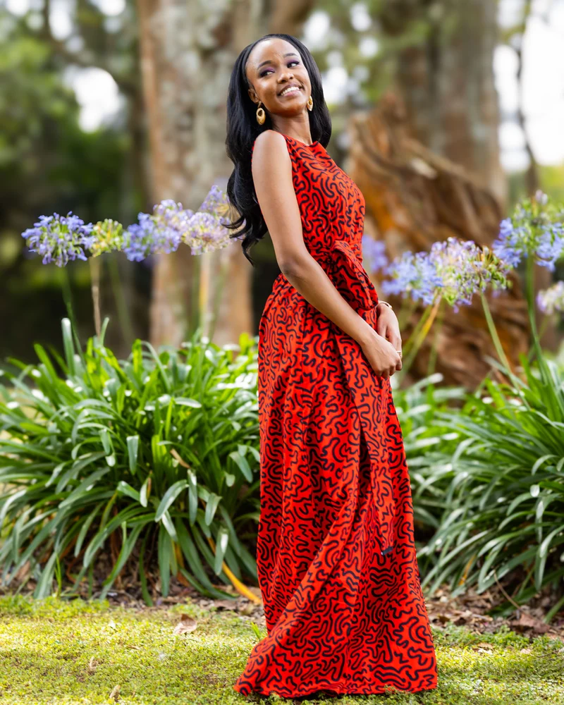Afriwia Icon African Print Maxi Dress - Red Print