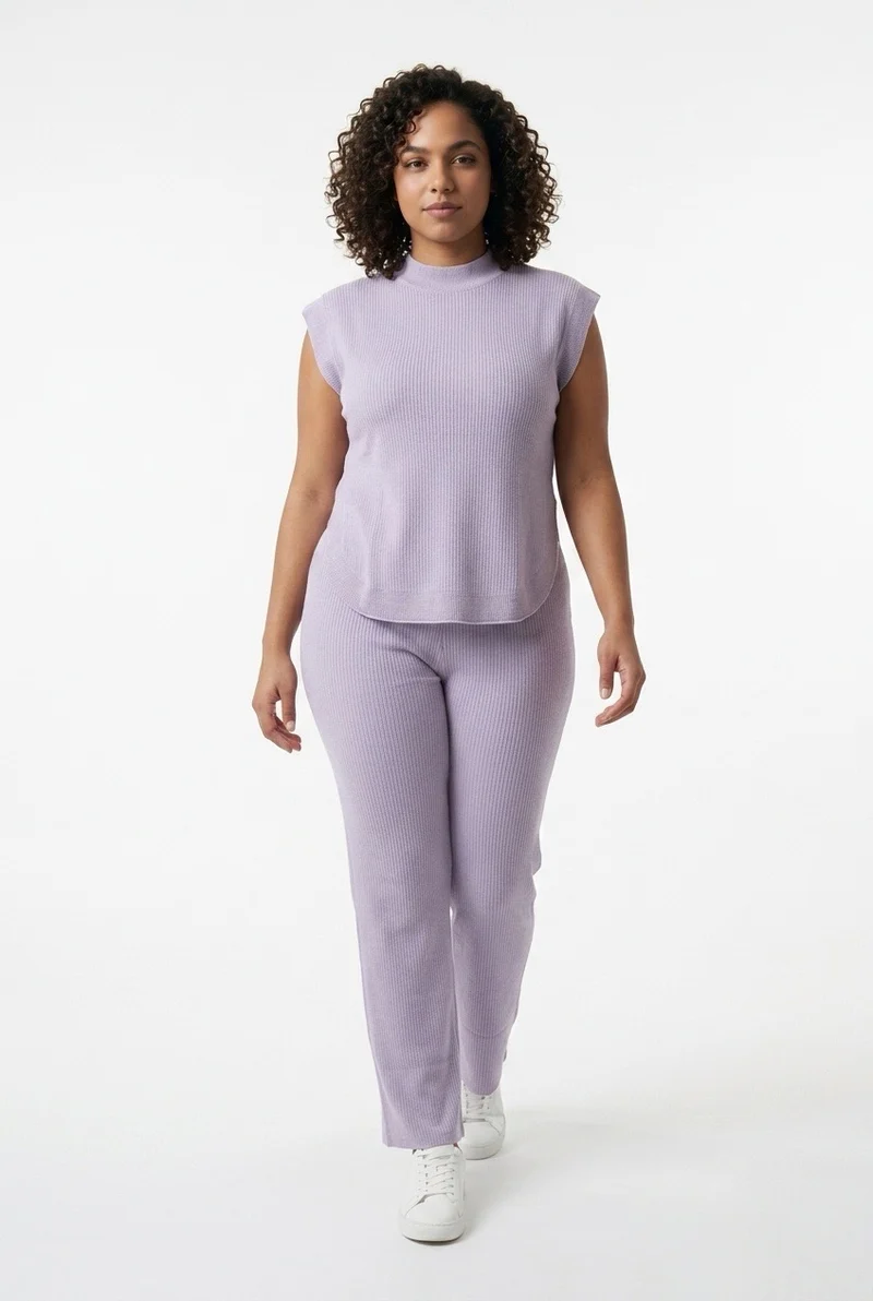Stylish Sisters Two-piece Lounge Wide- Leg Pant Set - Lilac Purple