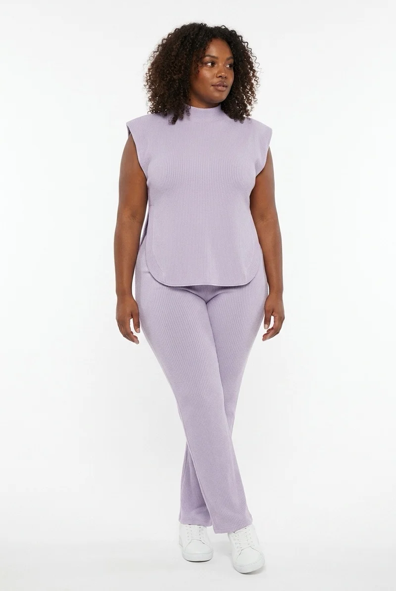 Stylish Sisters Two-piece Lounge Wide- Leg Pant Set - Lilac Purple