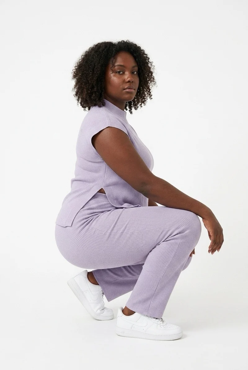 Stylish Sisters Two-piece Lounge Wide- Leg Pant Set - Lilac Purple