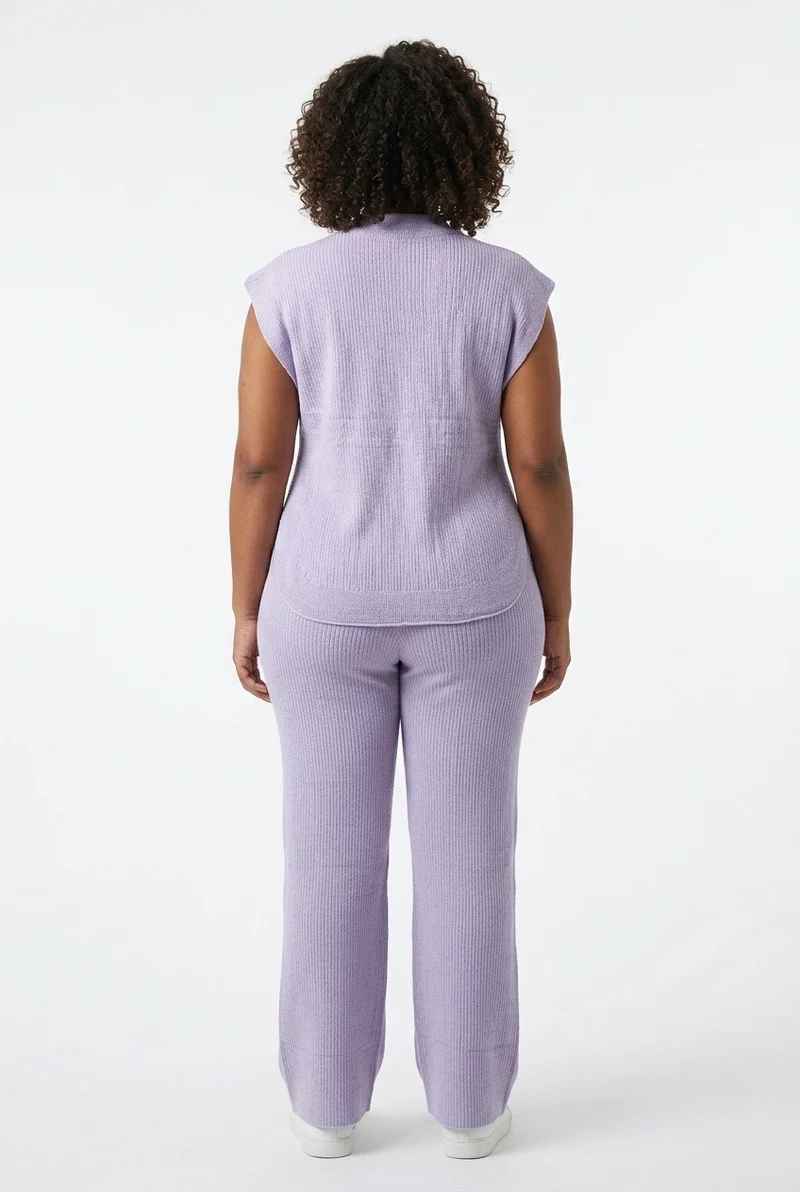 Stylish Sisters Two-piece Lounge Wide- Leg Pant Set - Lilac Purple