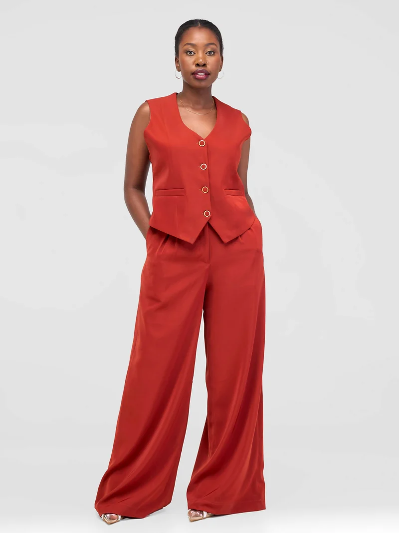 Izulu Sarah Pant Set - Rust Brown