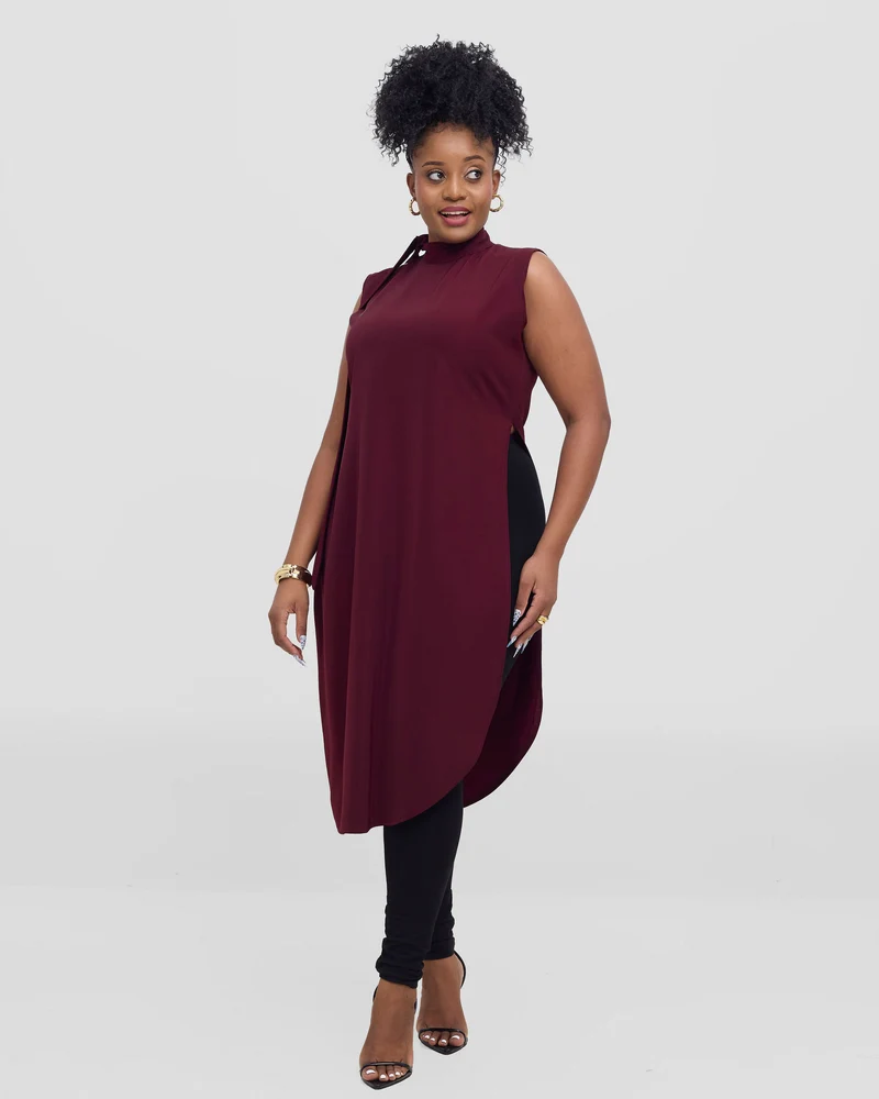 Merli Africa Aura Assymetric Top - Maroon
