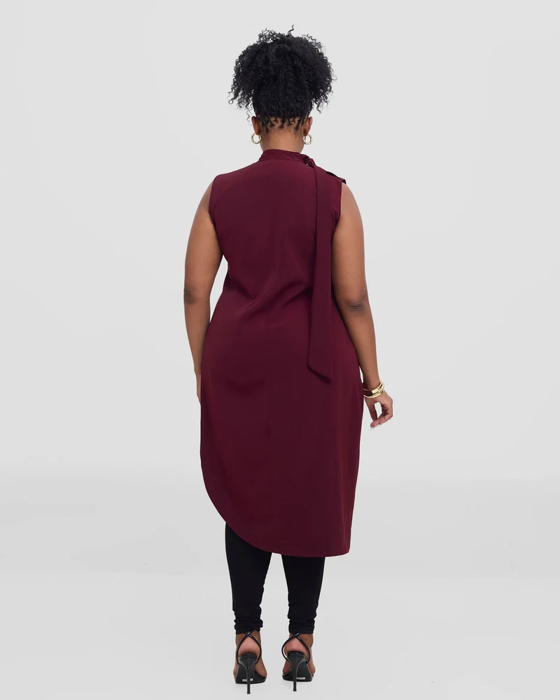 Merli Africa Aura Assymetric Top - Maroon