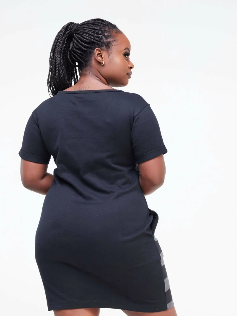 Hessed Short Sleeved Mini Dress - Grey