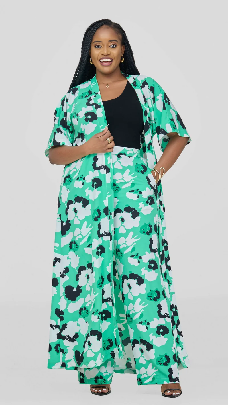 Lizola Molly Mira 2pc Set Kimono - Green / White