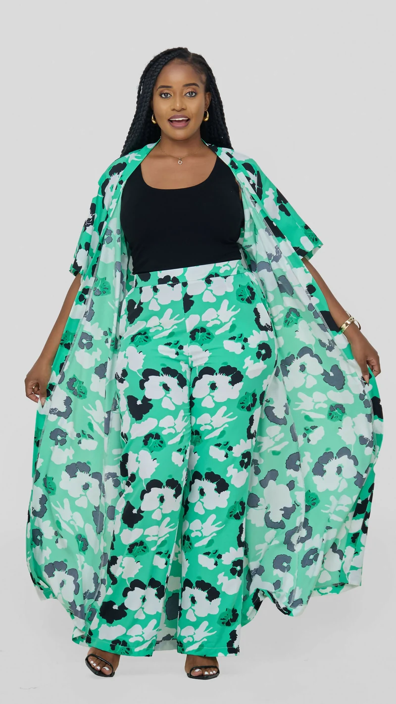 Lizola Molly Mira 2pc Set Kimono - Green / White