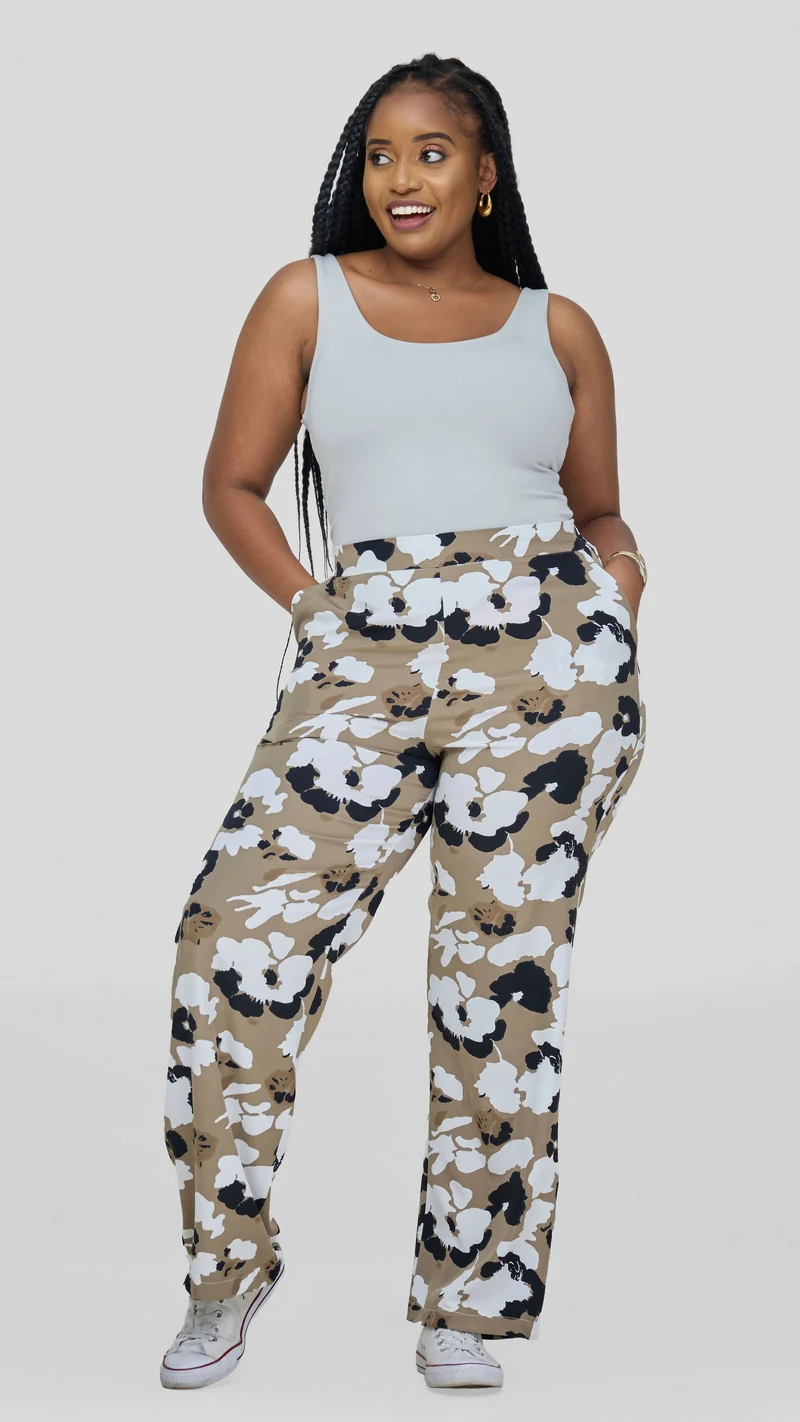 Lizola Milena Palazzo Pant - Beige / White