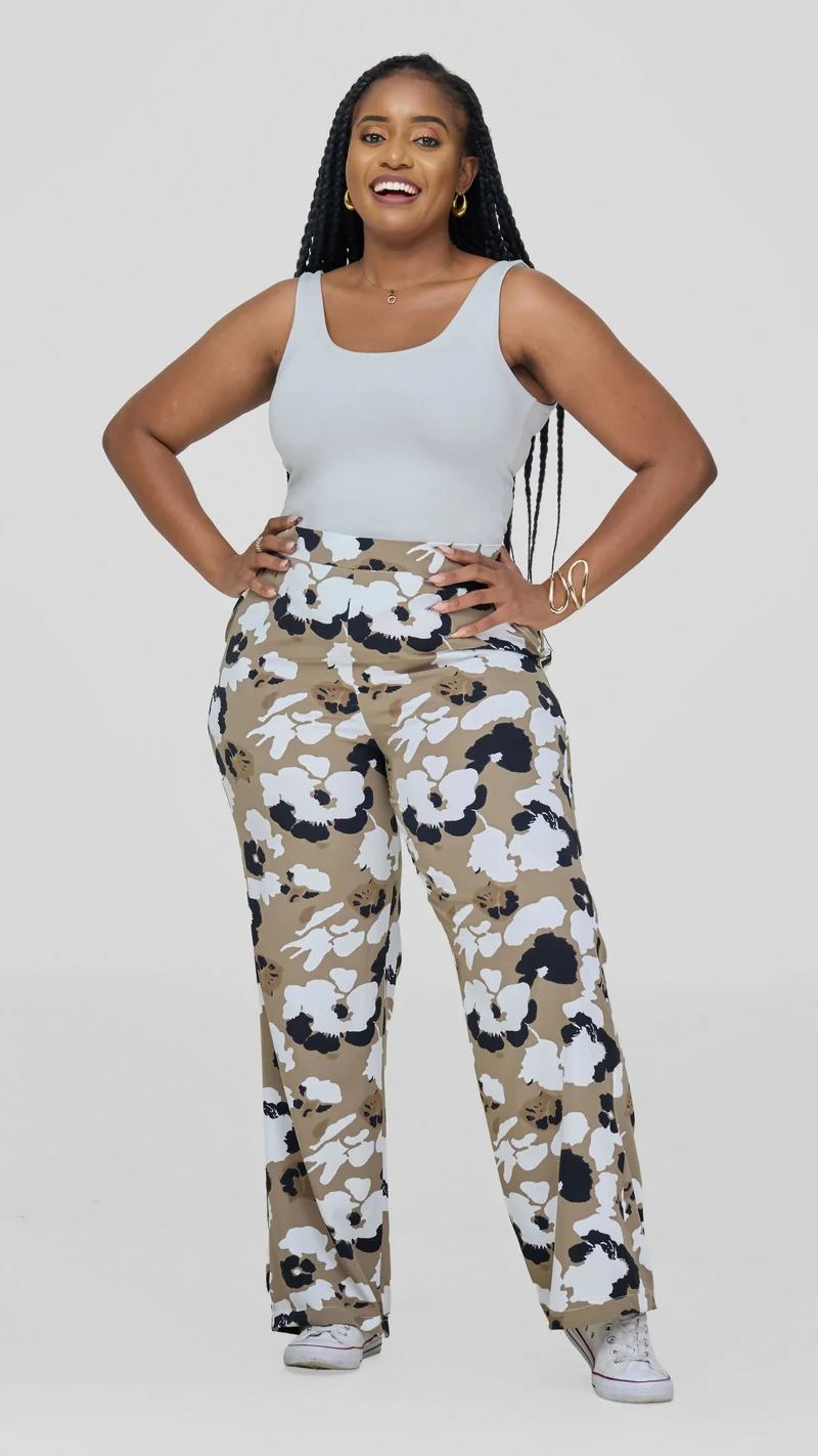 Lizola Milena Palazzo Pant - Beige / White