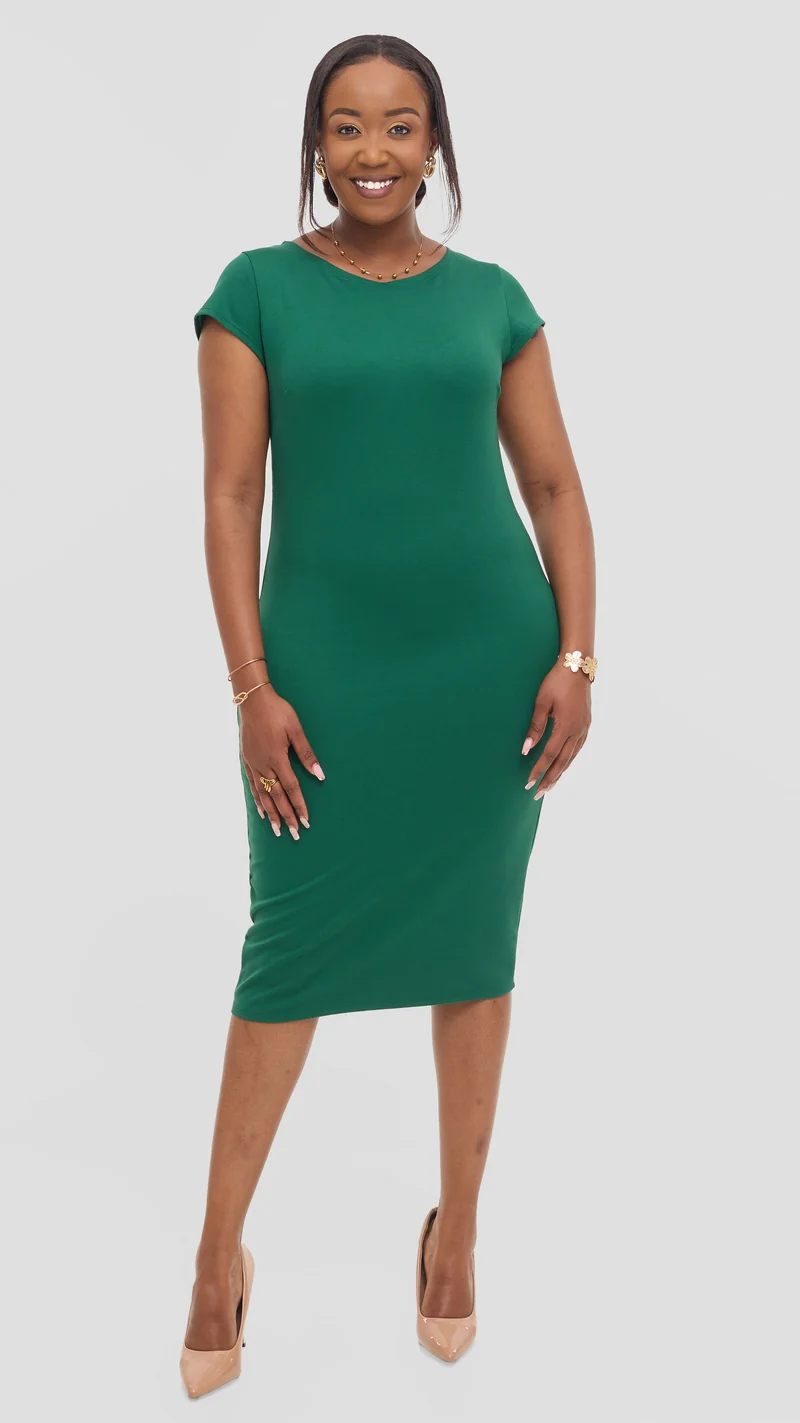 Vivo Tanda Cap Sleeve Sheath Dress in Ponte - Green