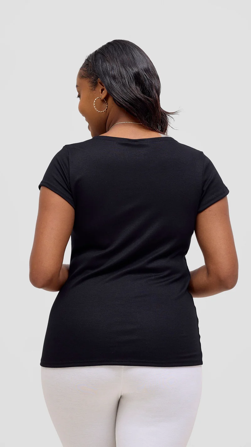 Vivo Everyday Cap Sleeve Top in Jersey - Black