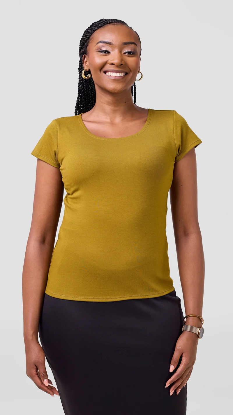 Vivo Everyday Cap Sleeve Top in Jersey - Olive