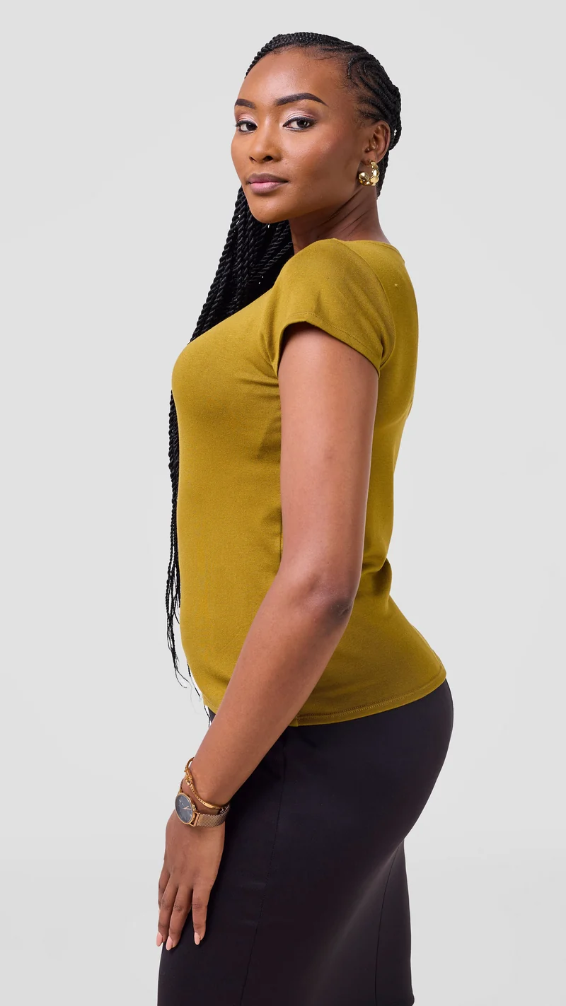 Vivo Everyday Cap Sleeve Top in Jersey - Olive