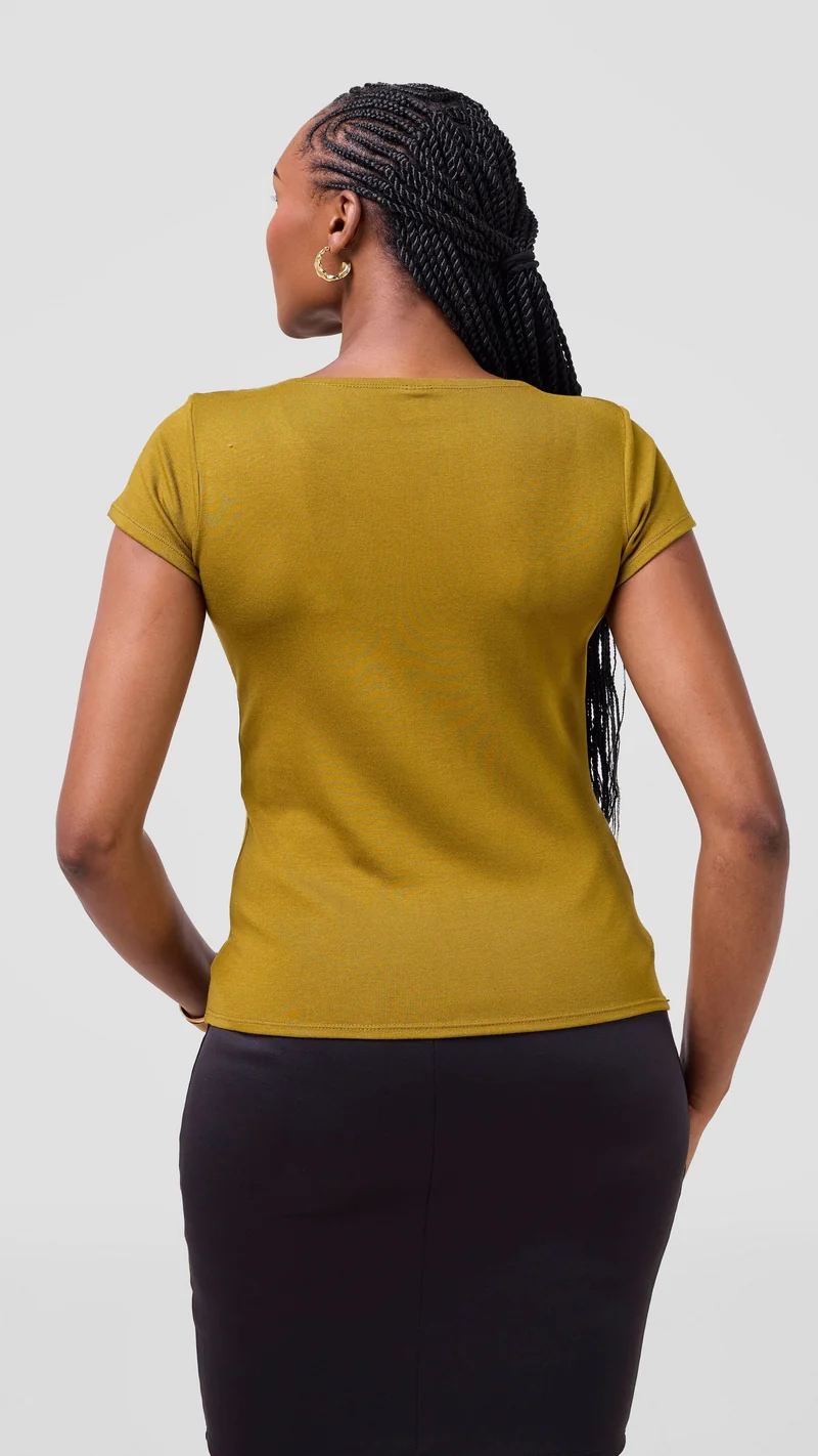 Vivo Everyday Cap Sleeve Top in Jersey - Olive