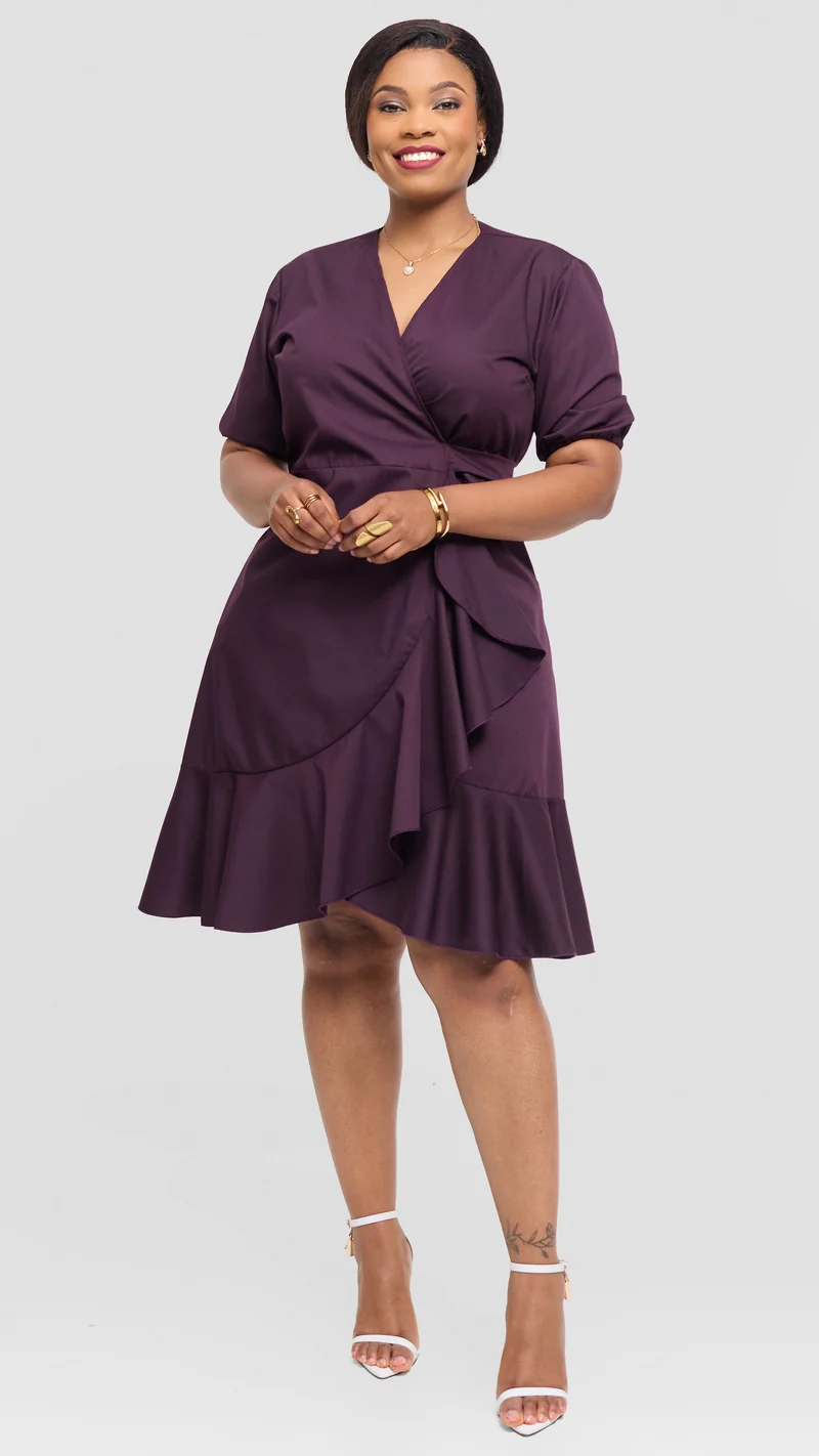 Lizola Vielim Wrap Dress - Dark purple
