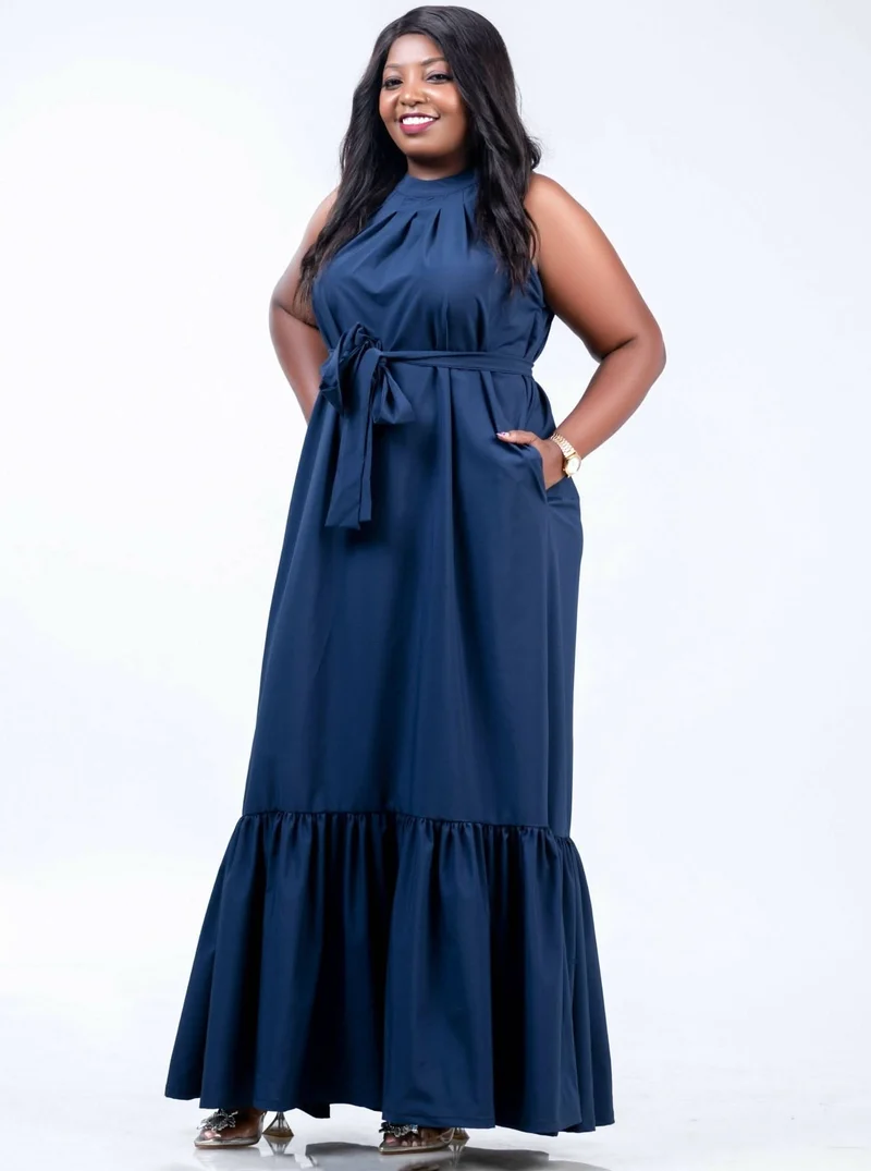 Magali Designs Halter Dress - Navy Blue