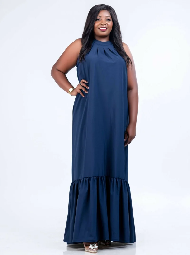 Magali Designs Halter Dress - Navy Blue