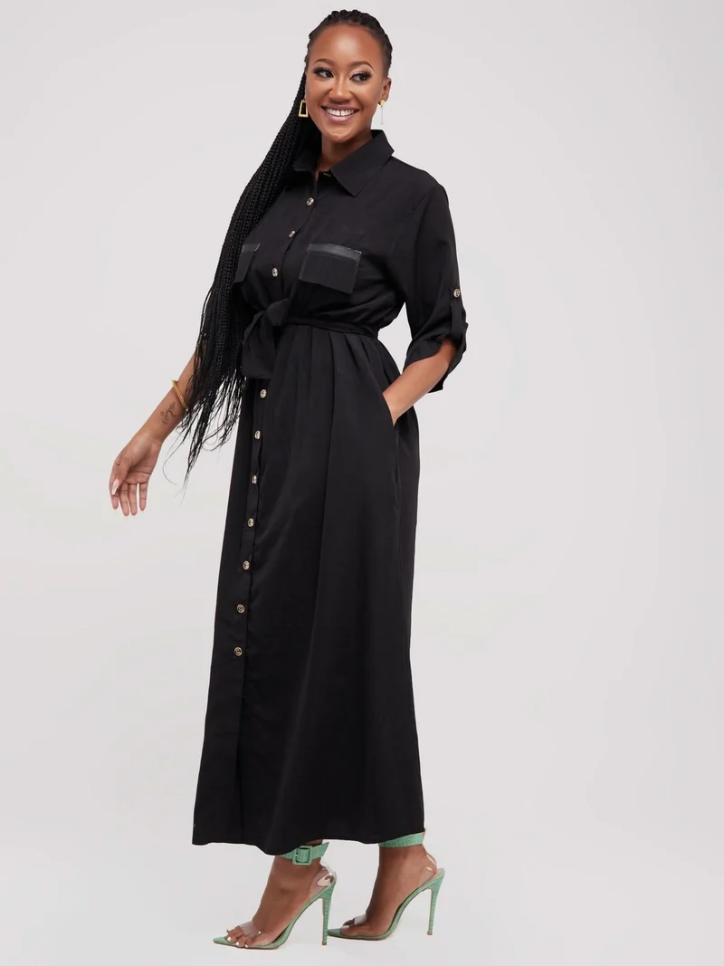 Salok Rave Shirt Dress - Black
