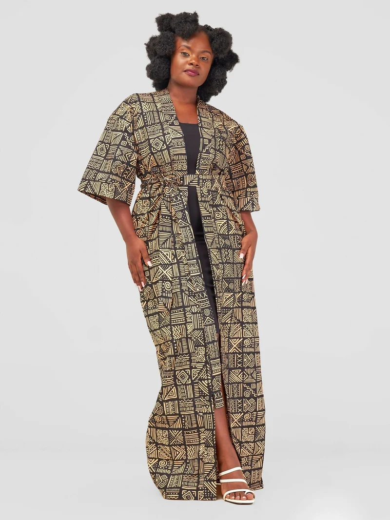 Izulu Ashanti 7 Kimono - Black Print