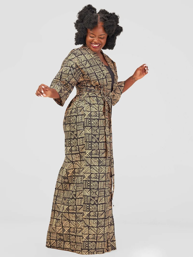 Izulu Ashanti 7 Kimono - Black Print