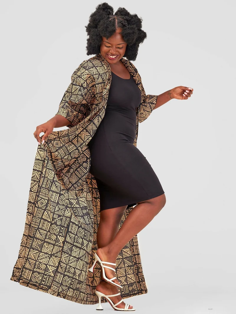 Izulu Ashanti 7 Kimono - Black Print