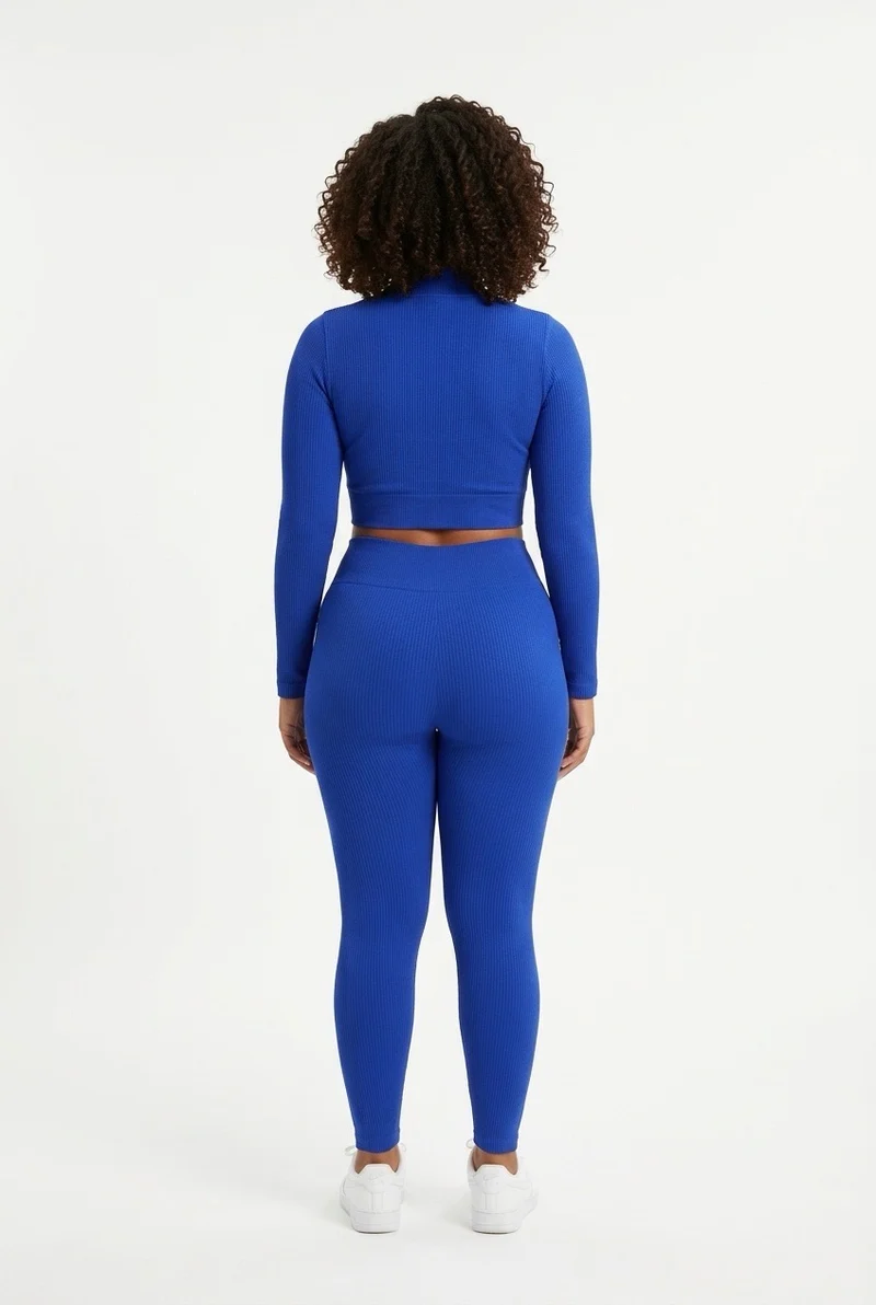 Stylish Sisters Ribbed Activewear Set - Royal Blue