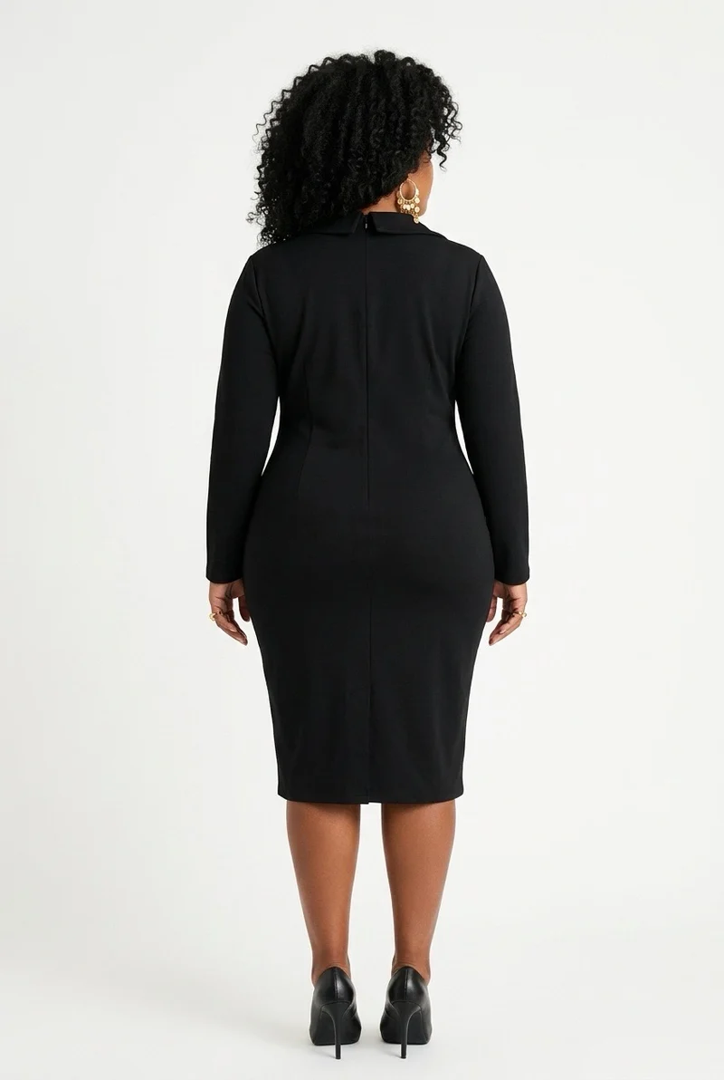 Stylish Sisters Double-Breasted Blazer Dress - Black
