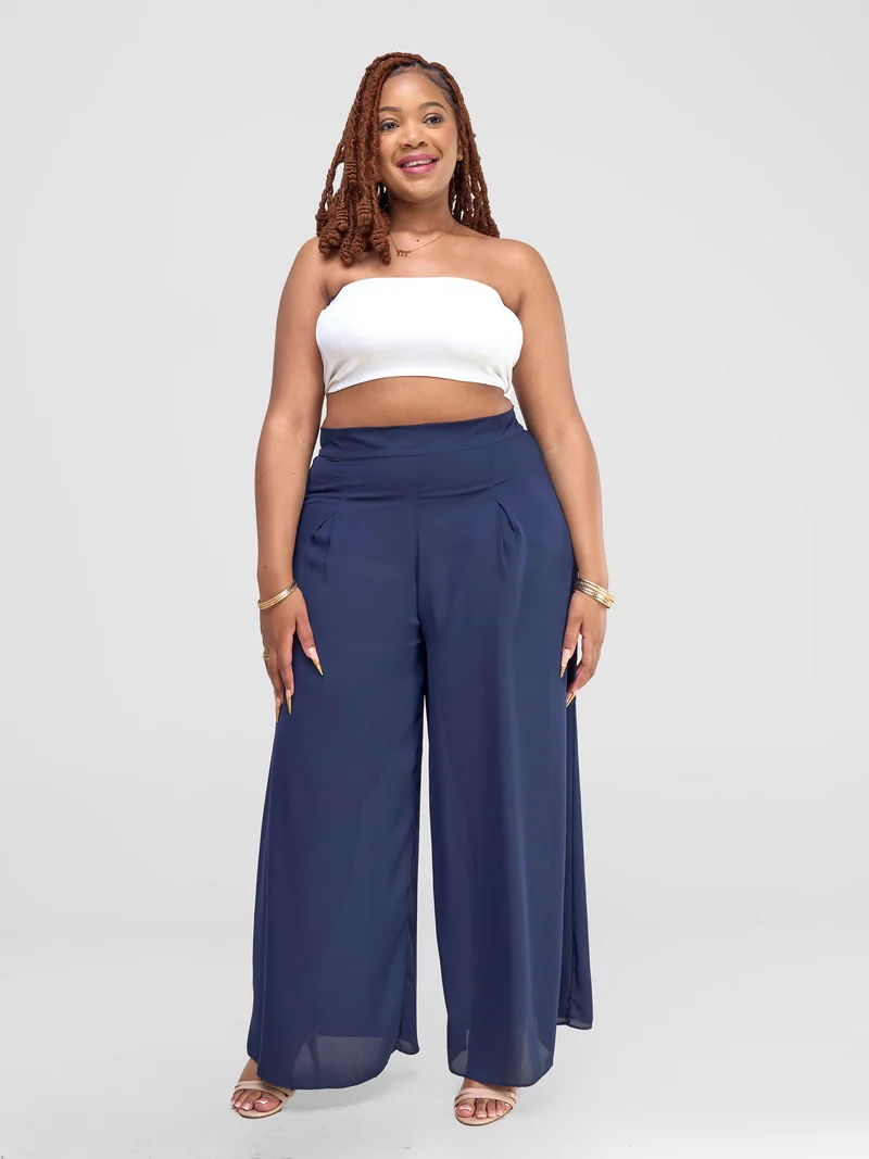 Zoya Shani Pleated Pants - Navy Blue