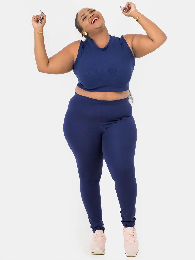 Zoya Basic Full Length Leggings - Navy Blue