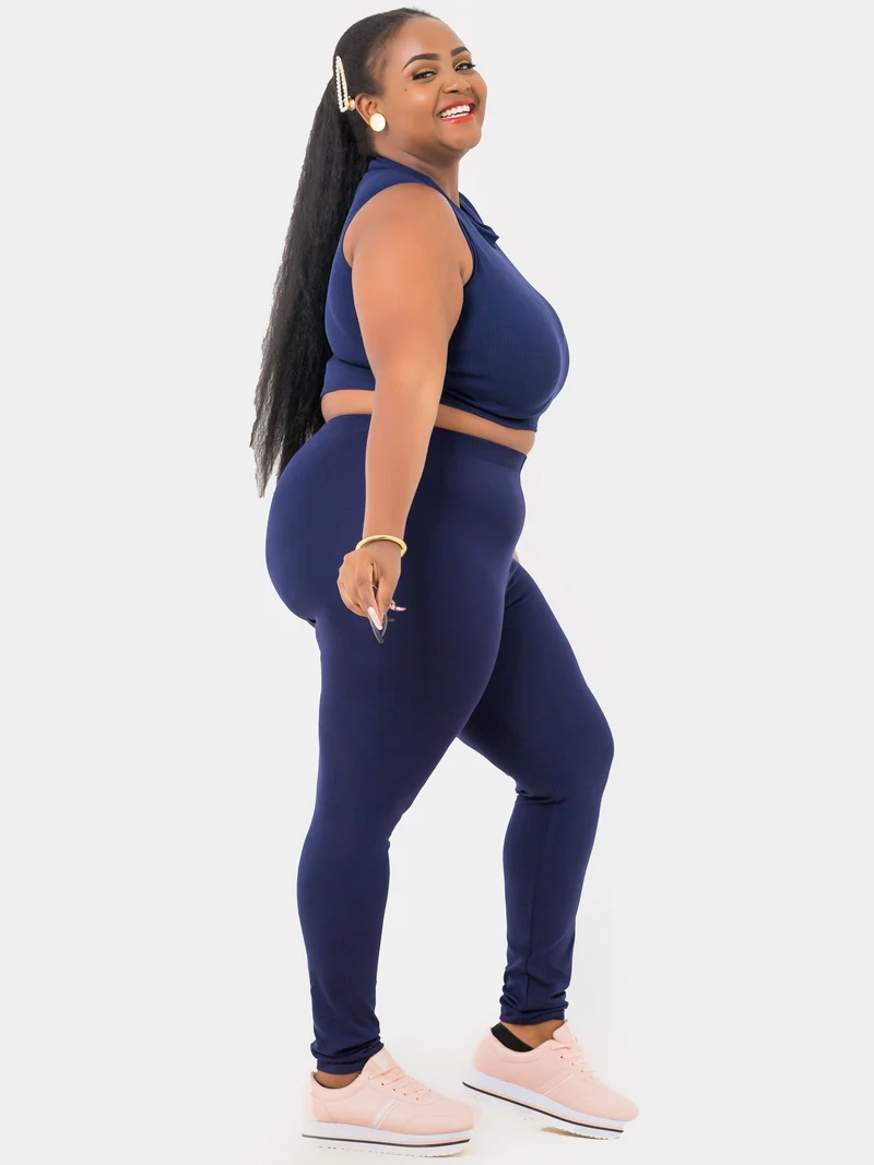Zoya Basic Full Length Leggings - Navy Blue