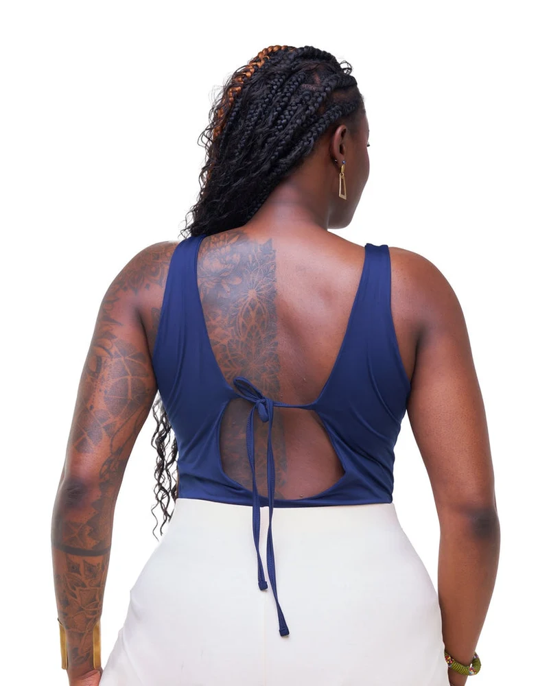 Zoya Party Sleeveless Bodysuit - Navy Blue