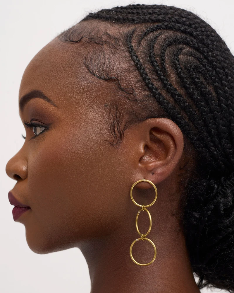 Ziria Designs Triple Layered Earrings - Brass