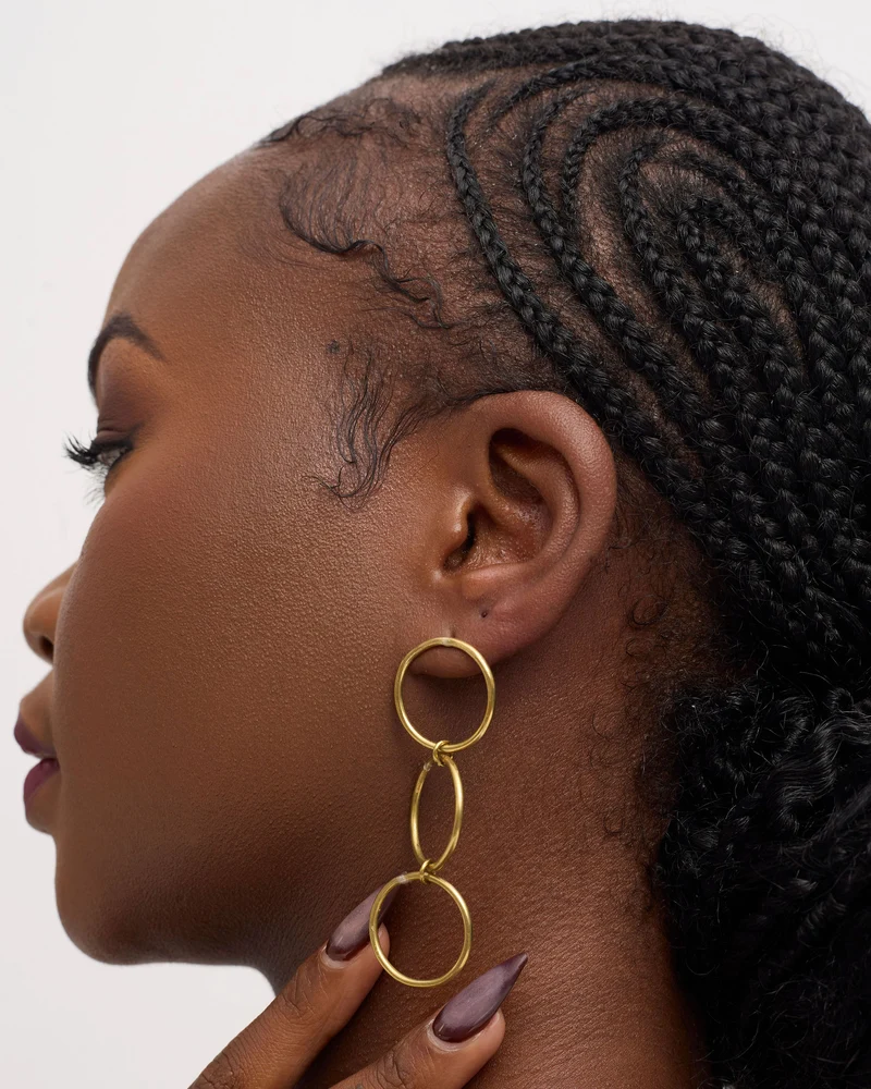Ziria Designs Triple Layered Earrings - Brass