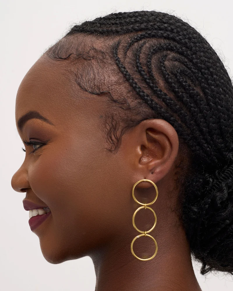 Ziria Designs Triple Layered Earrings - Brass