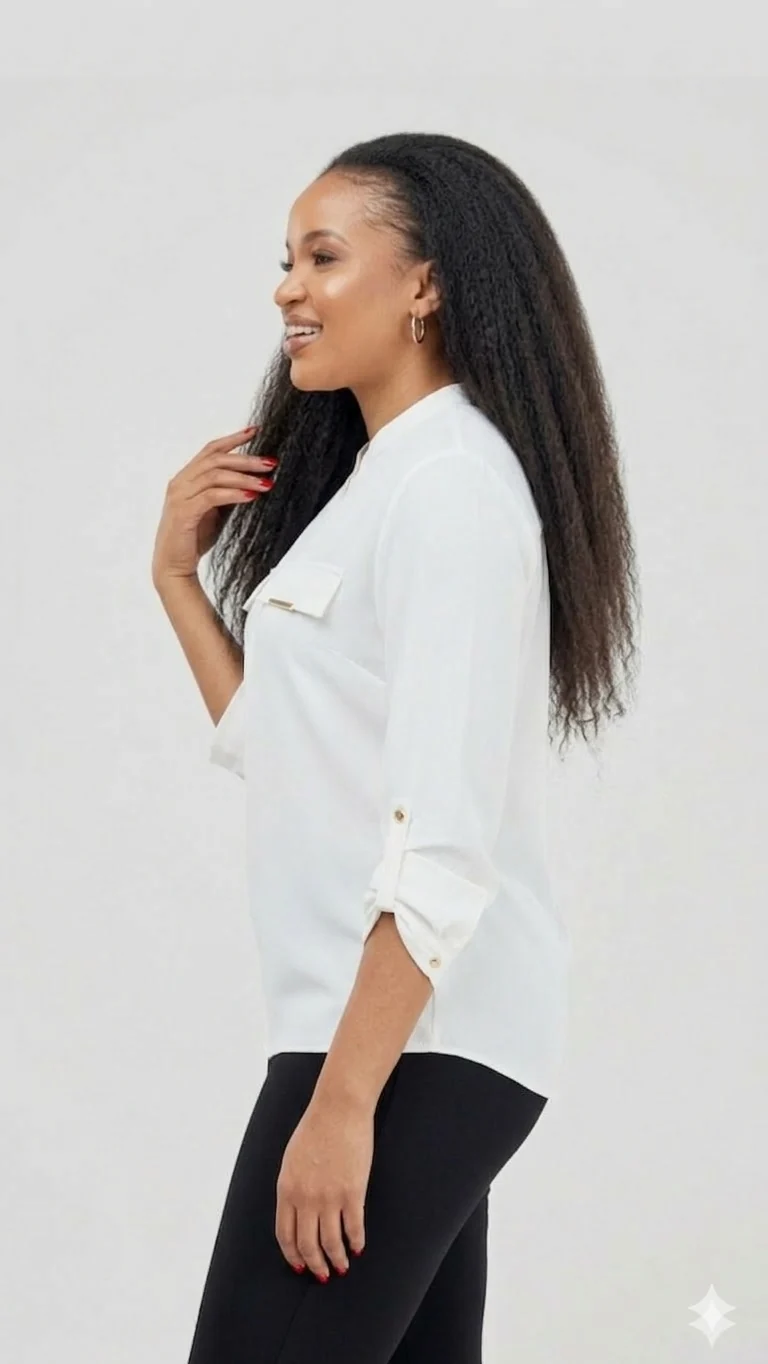 The Fashion Frenzy White Notch Neck Blouse - White