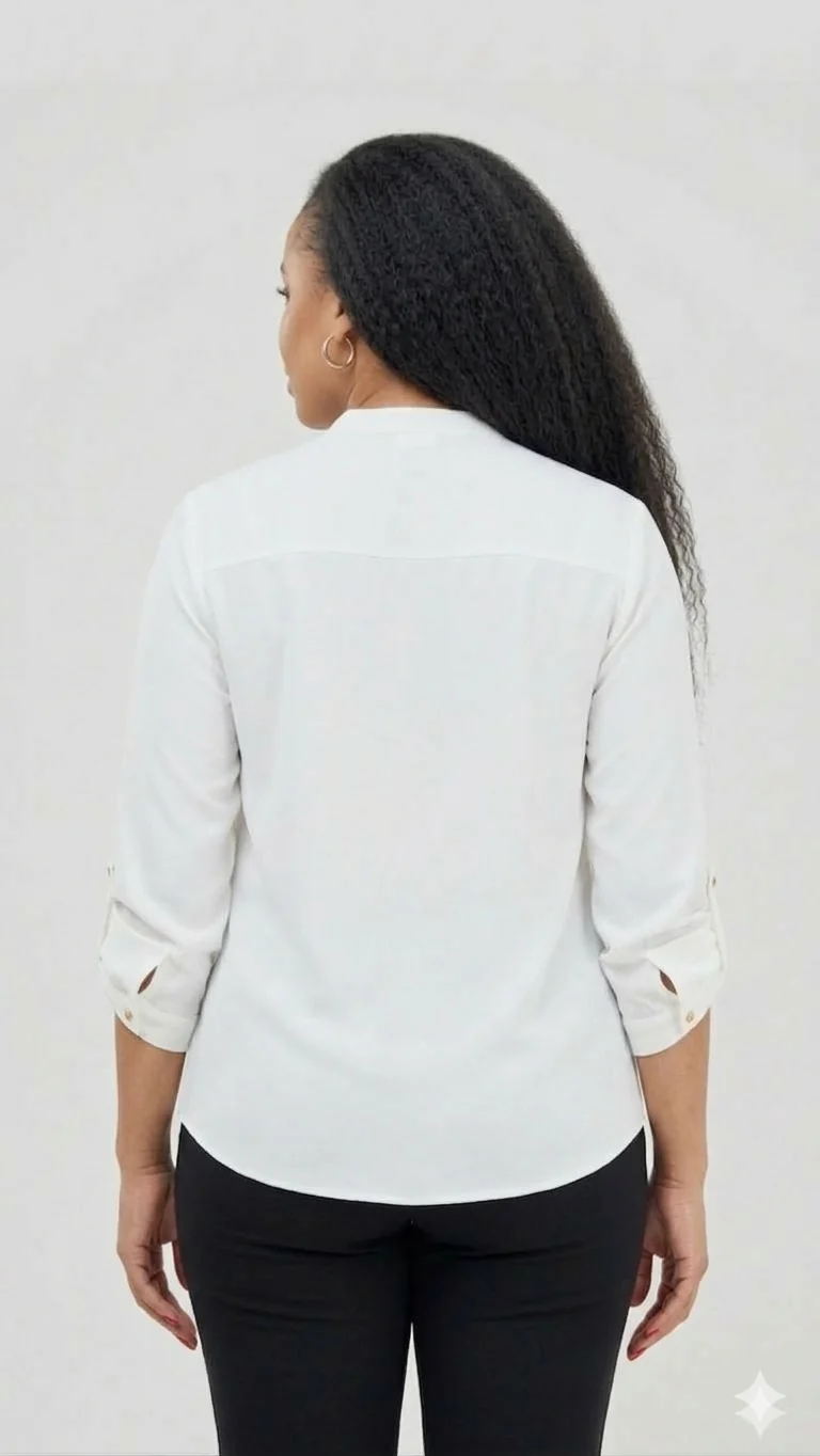 The Fashion Frenzy White Notch Neck Blouse - White