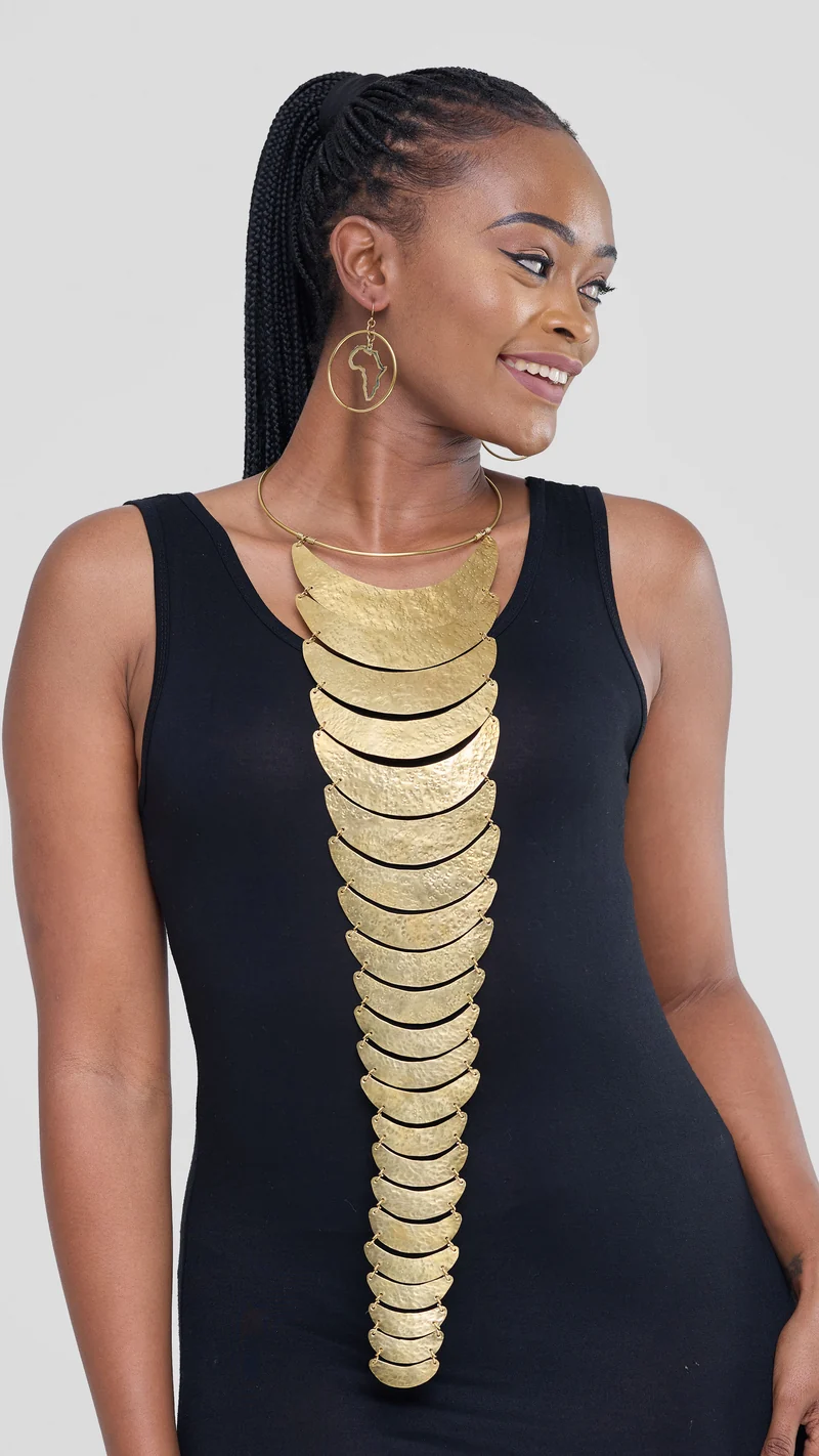 African layered Statement Necklace - Brass