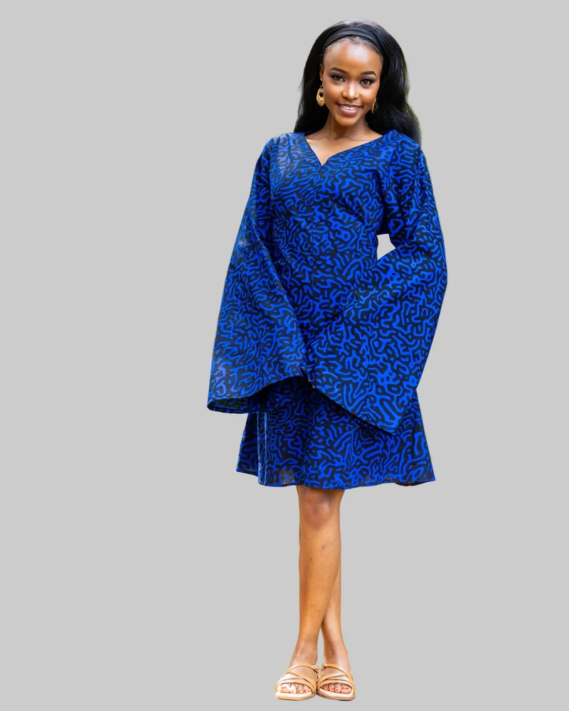 Afriwia Zawadi Shift Dress - Blue