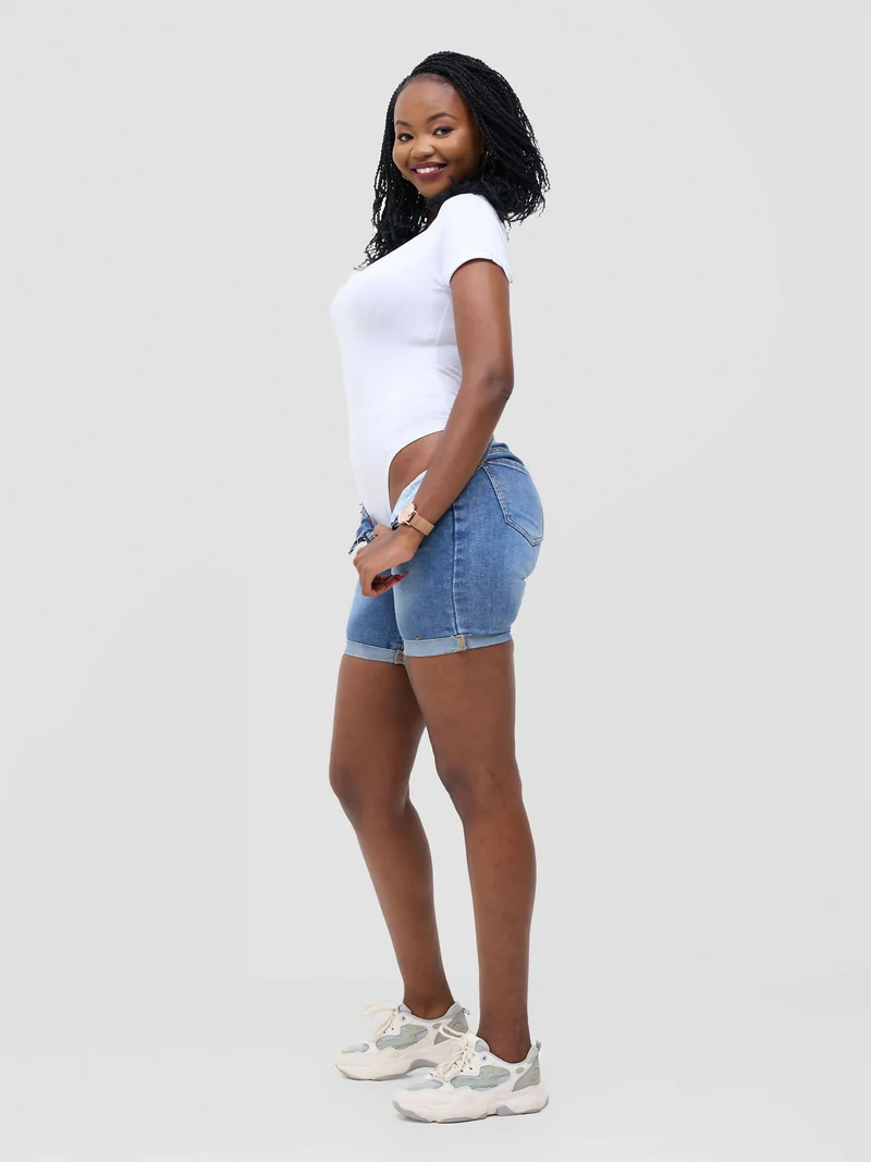 Short Sleeved Bodysuit - White