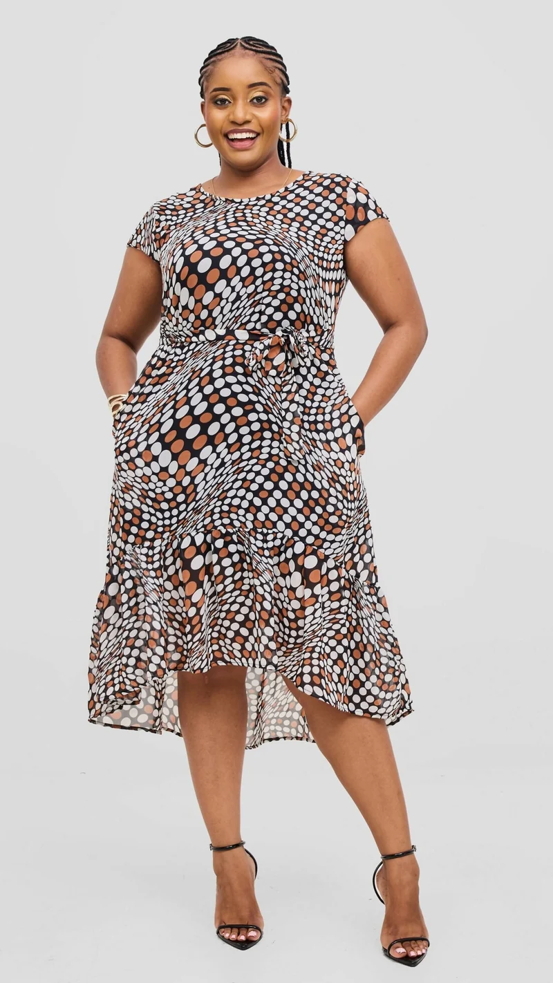 Lizola Kyra Shift Dress - Black / Brown / White