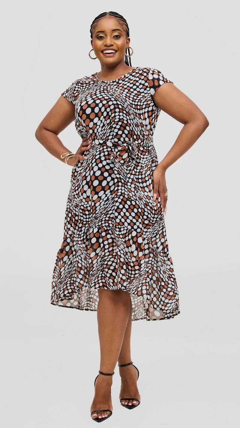 Lizola Kyra Shift Dress - Black / Brown / White