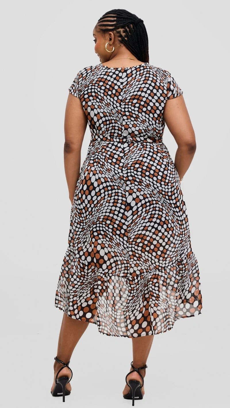 Lizola Kyra Shift Dress - Black / Brown / White