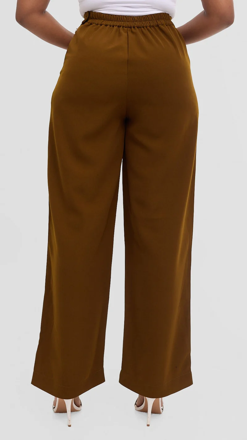 Inroses High Waist Wide Leg Trouser - Army Green