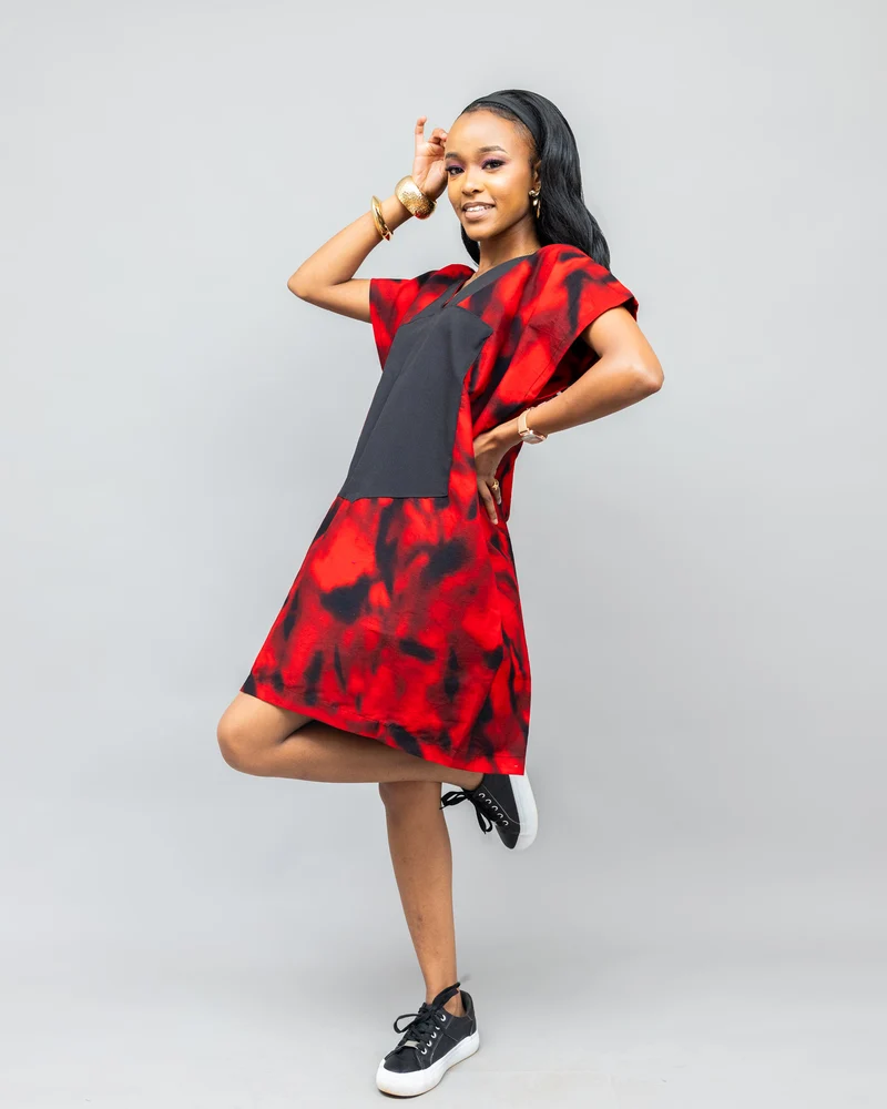 Afriwia Sanaa Boubou Dress - Red