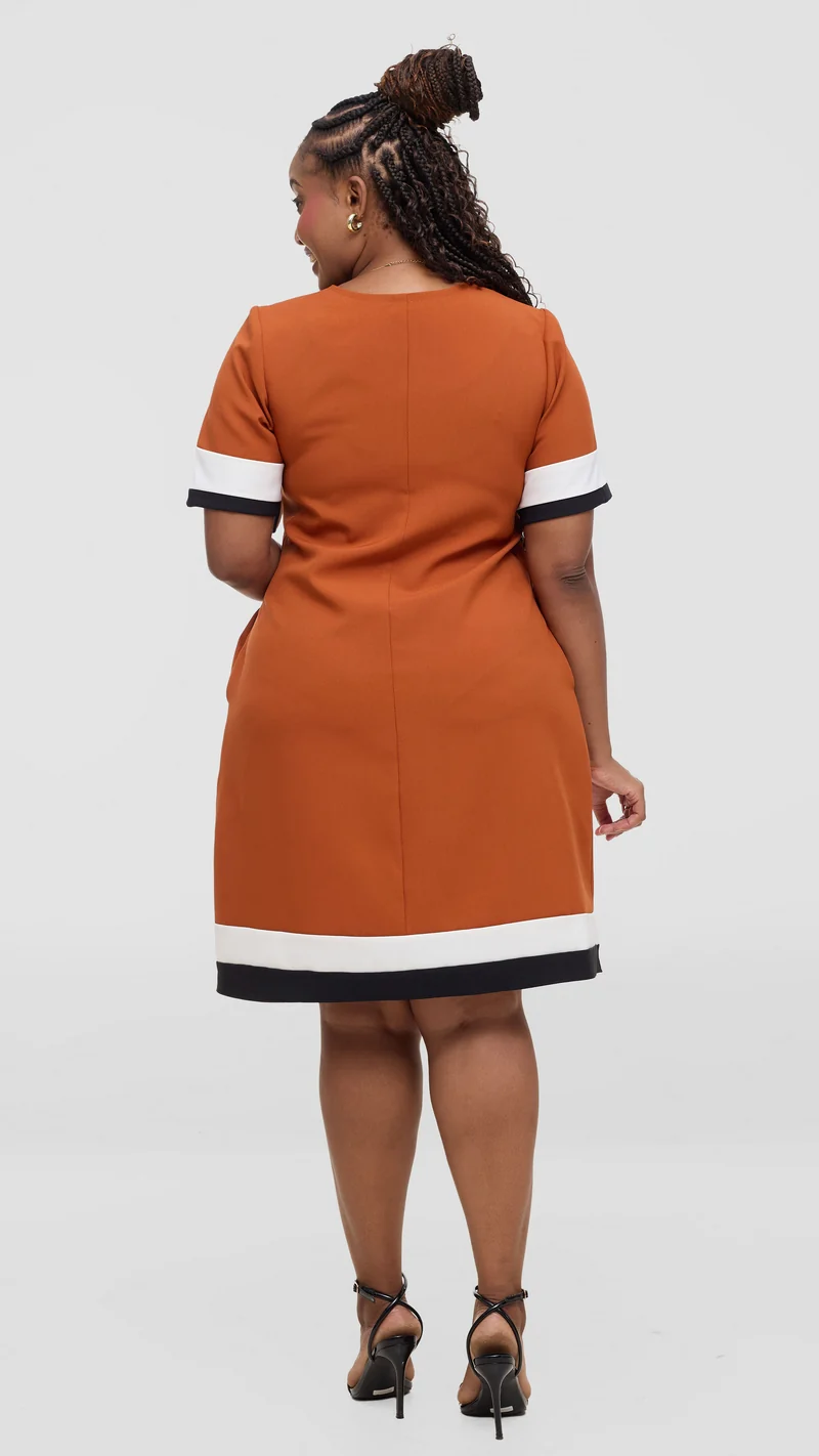 Jolly Fancy Wear TatuShift Dress-Rust Brown