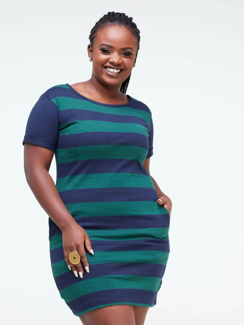 Hessed Short Sleeved Mini Dress - Green