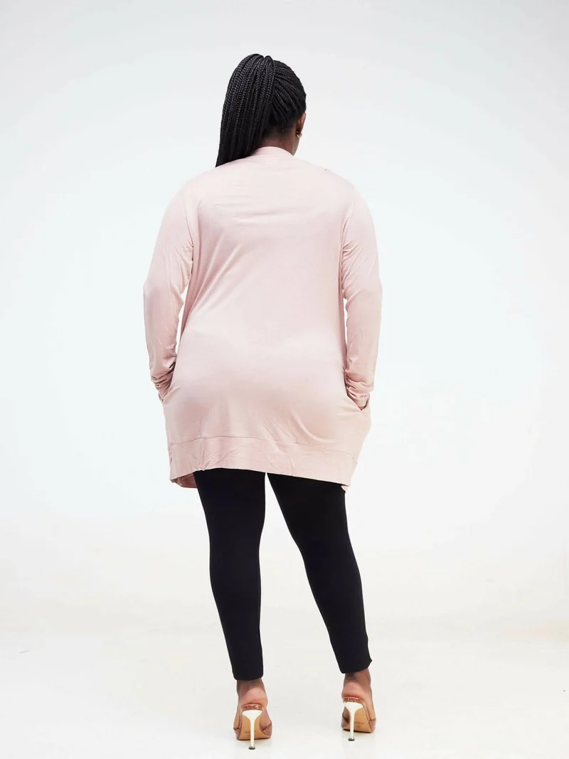Hessed Midi Buttoned Waterfall - Pink
