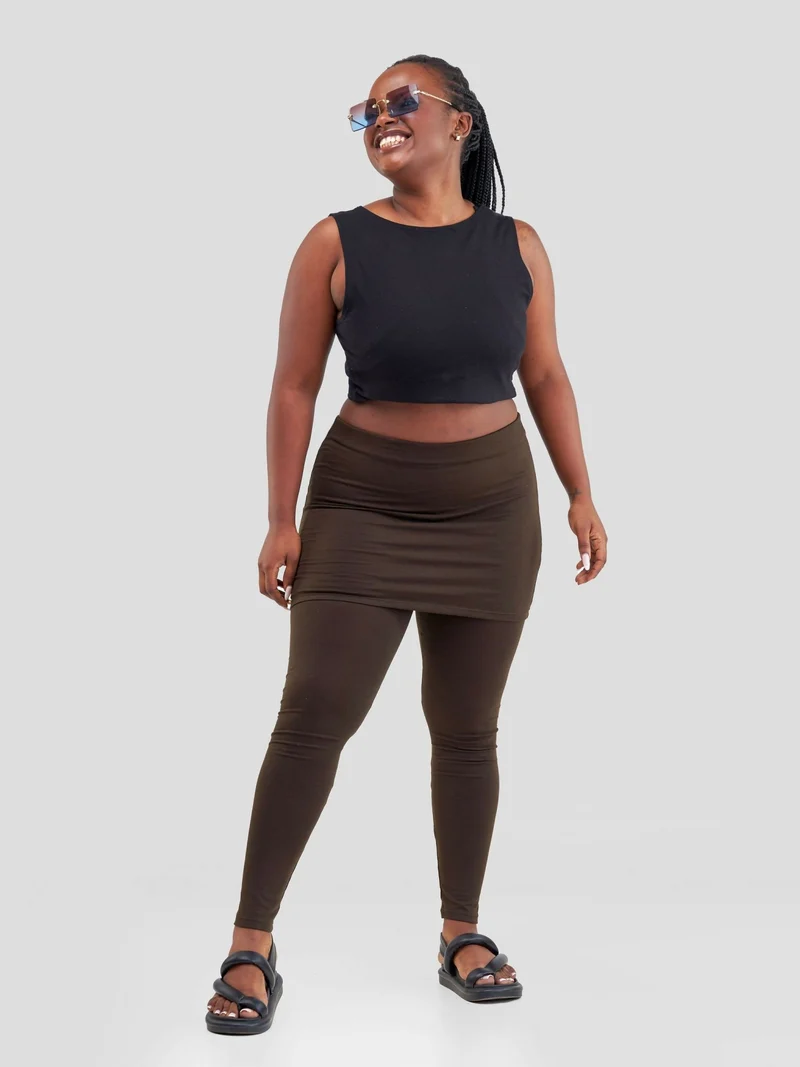 Hessed Skirted Legging Pants - Khaki